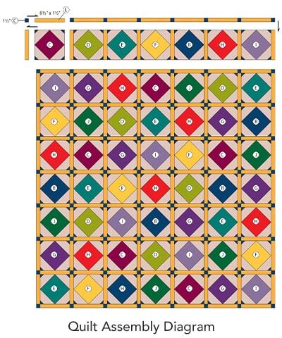 Honeysuckle Cottage Quilt Assembly Diagram