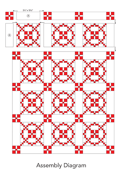 Burgoyne Surrounded Quilt, Assembly Diagram